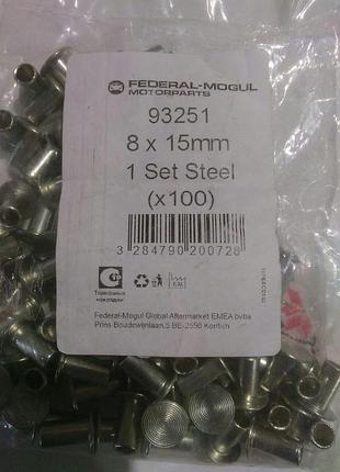 Заклепка сталева трубчата d8x15mm ( напівтрубчата )