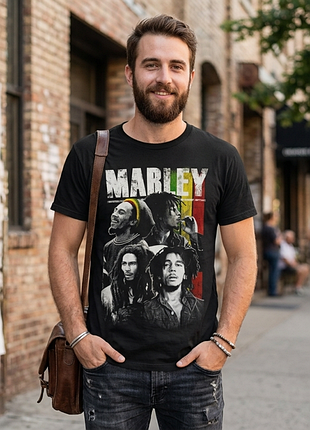 Черная мерч-футболка bob marley от zion администраторswear унисекс(made in italy)