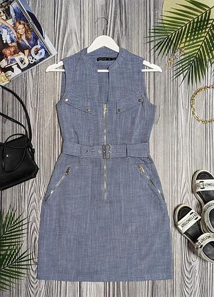 Голубое тонкое платье на молнии из хлопка и вискозы karen millen #