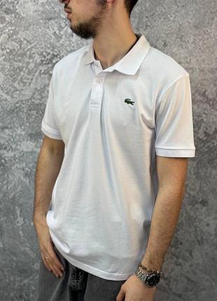 Поло lacoste чоловіче біле поло лакост з комірцем чоловіче літнє повсякденне l