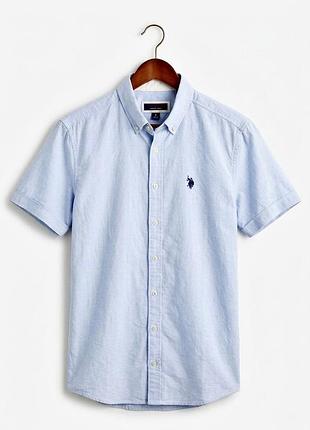 Сорочка u.s. polo assn з коротким рукавом оригінал xs-s синя 10/10