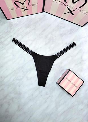 Хлопковые микротрусики-стринги с высоким вырезом и логотипом. pink. victoria’s secret. оригинал 🇺🇸