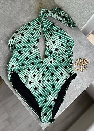 Зелений суцільний купальник river island