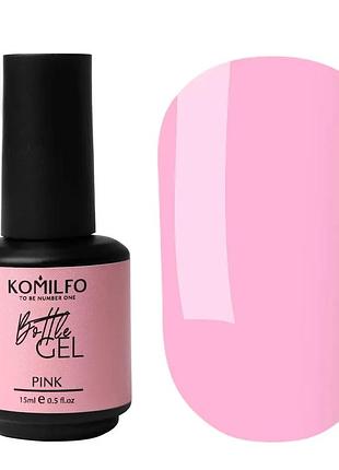 Жидкий гель для ногтей bottle gel pink hema/tpo free komilfo, 15 мл