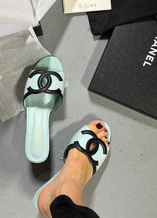 Трендовий колір нова колекція мятний шанел chanel шльопанці мюлі