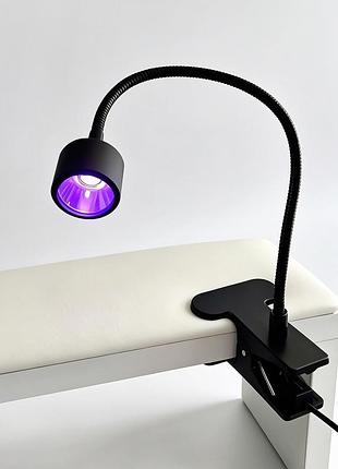 Led-лампа для верхніх форм і гелевих типс 5w на гнучкій ніжці з прищіпкою та usb, чорна