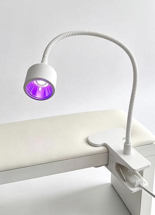 Led-лампа для верхніх форм і гелевих типс 5w на гнучкій ніжці з прищіпкою та usb, біла