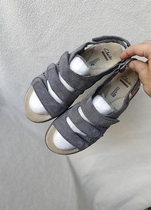 Удобные кожаные (замша) сандалии clarks cushion soft  р. 38 стелька 24 .см