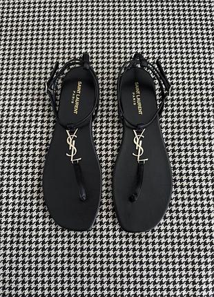 Saint laurent оригінал італія чорні шкіряні сандалі босоніжки