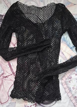 Лонгслив сеточка прозрачный гранж готика винтаж кофтаж сеточка y2k sk8 opium vintage grunge gothic