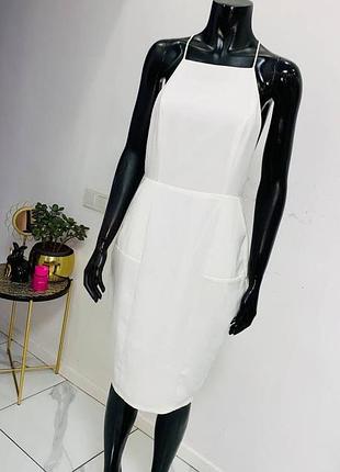 Белое коктейльное платье миди missguided uk 12 (l)