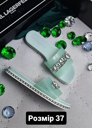 Karl lagerfeld paris оригінал бірюзово-блакитні сандалії з камінням та стразами