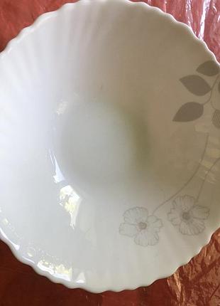 Суповыея (глубокие) тарелки (19 см) из серии luna silver flower. стеклокерамика. 10 шт.