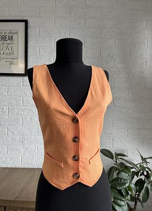 Жилет помаранчевий 🍊 жіночий h&m льон віскоза,xs,s,36