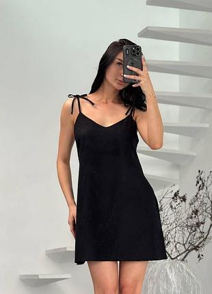Женские летний сарафан мини короткий платье на бретелях льняной льон