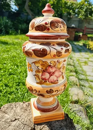 Роскошная винтажная ваза, итальянская майолика.