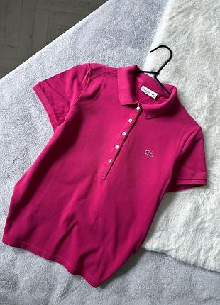 Малиновая футболка поло lacoste