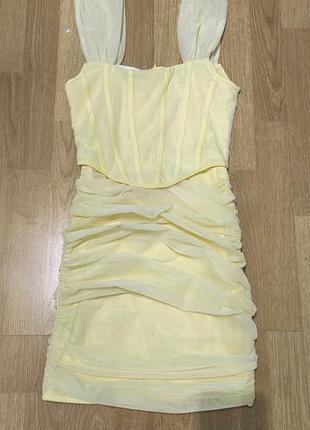 Missguided платье нижно-желтого цвета с корсетом xc (34)