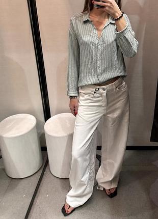 Легкая хлопковая рубашка в полоску h&amp;m