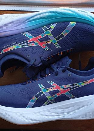 Беговые кроссовки asics gel-nimbus 25 lite-show 1012b438 синего цвета р.44 стан идеален