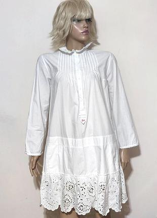 Белое платье туника zadig & voltaire с изысканной кружевной вышивкой по подолу /0000h/