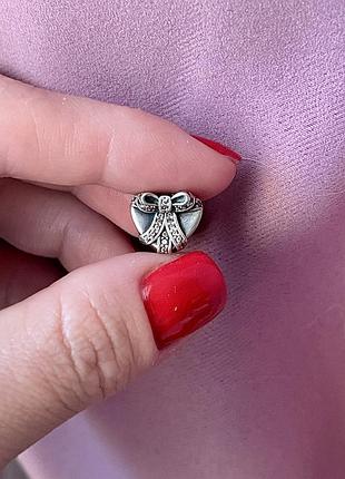 Шарм пандора серце бант бантик рожевий🎀