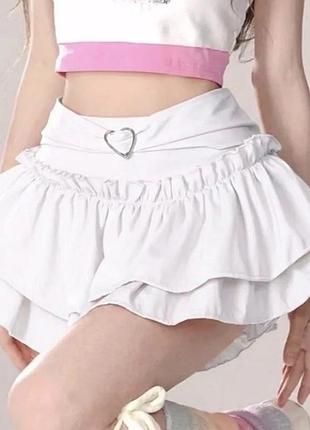 Мініспідниця біла з шортиками пишна coquette soft girl