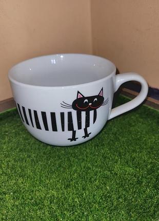 Велика чашка / супова піала з котом flying tiger (ідеальний стан)
