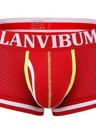 Чоловічі труси боксери lanvibum із нейлону червоного кольору сетка