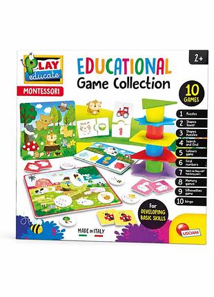 Набор развивающих игр lisciani montessori educational game collection, включающий 10 различных игр в коробке.