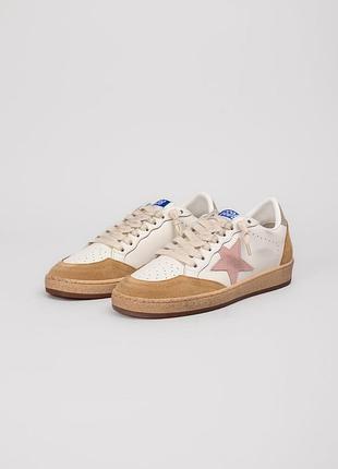 Golden goose кеди біло-бежеві, рожева зірка.