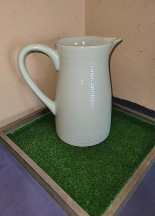 Керамічний глек belleek living ripple jug (ірландія) • стильний білий глечик у смужку.