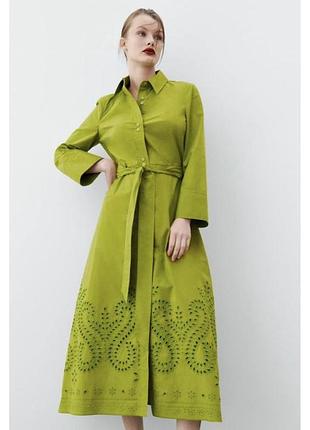 Zara вишукана котонова сукня сорочка з прошвою