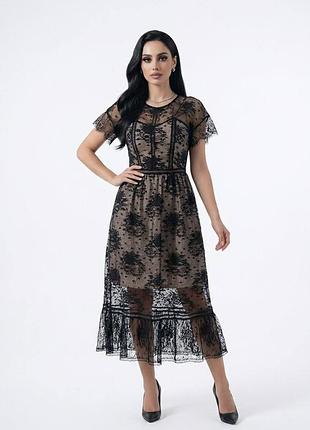Мереживна сукня міді чорна сукня мереживо чорна сукня з мереживом