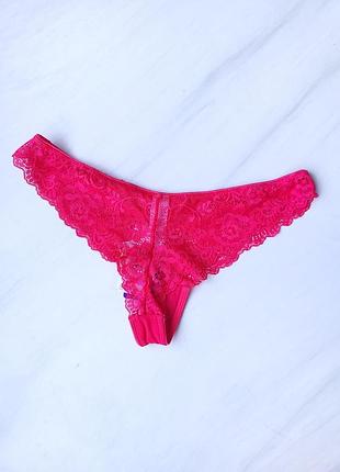Трусики женские бикини кружевные однотонные lascana малиновые
