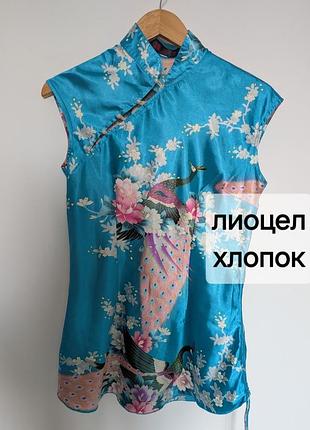Блуза, майка, топ из смеси тенселя и хлопка в китайском стиле