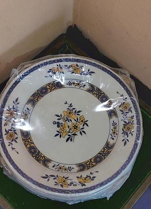 Новый набор винтажных десертных тарелок giordano saxon blue (италия), 6 шт