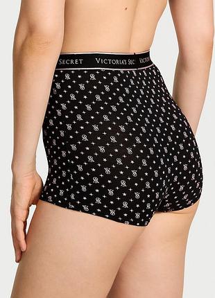 Хлопковые трусики-шортики с высокой талией и логотипом. victoria’s secret. оригинал 🇺🇸