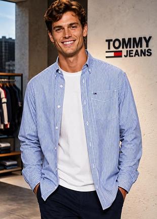 Чоловіча сорочка tommy jeans в смужку xl бавовна