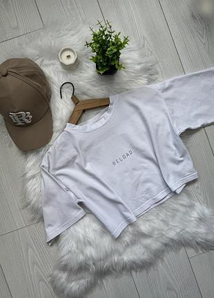 Біла кроп-футболка reload ✅ by mariiahuts.clothes 🤎