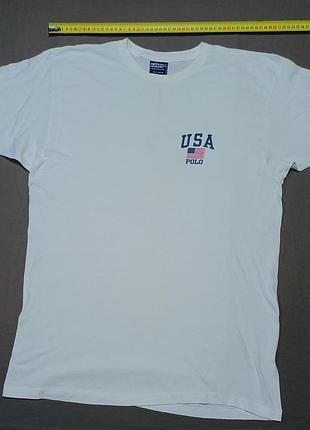 Плечи 51 см vintage 80s polo ralph lauren белая футболка без бокового шва size xl made in Ausa 100% cotton