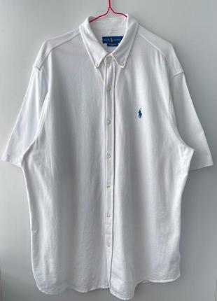 Чоловіча біла сорочка з коротким рукавом ralph lauren