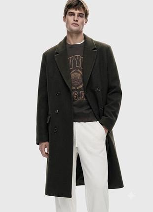 Чоловіче вовняне двубортне пальто h&m