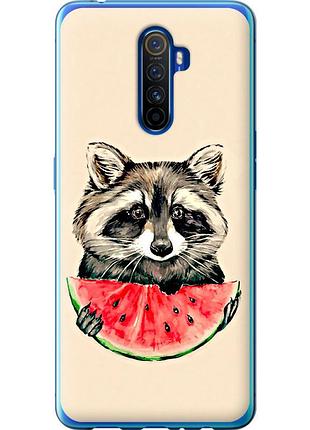 Чехол силиконовый на телефон realme x2 pro енотик с арбузом "4605u-1866-58250"