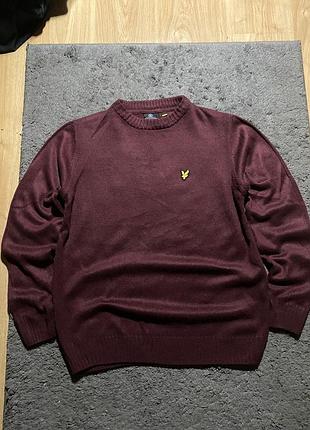 Легенький чоловічий светр lyle&scott м розмір бордовий колір