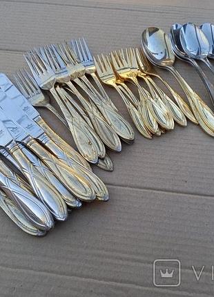 Вінтажний набір приборів 23/24 karat hartvergoldet solingen / винтажный набор приборов 23/24 karat hartvergoldet solingen