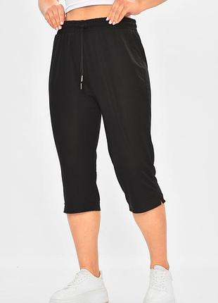Бриджи женские полубатальные однотонные черного цвета 187336k