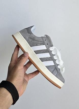 Женские серые кроссовки adidas campus grey white x адидас кампус 38