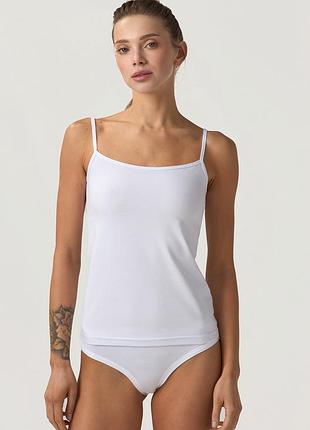 Майка жіноча біла базова на тонких бретелях miss comfort xxl