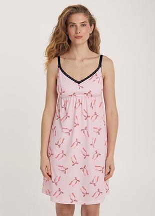 Сорочка для годуючих мам з малюнком рожева ellen flirty s